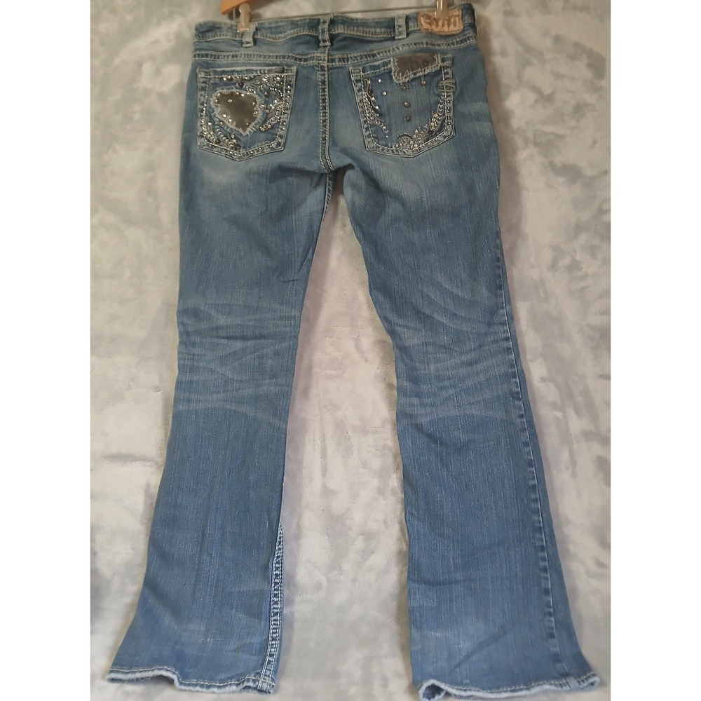 Silver Jeans Co Aiko Bootcut Womens W30 L33 Medium Wash Studded Heart Pockets‎